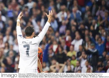 Sept. 15, 2015 - Madrid, Spain - Cristiano Ronaldo (forward, Real Madrid F.C.) in action during the UEFA Champions League match between Real Madrid and FC Shakhtar Donetsk at Santiago Bernabeu on September 15, 2015 in Madrid Real Madrid vs FC Shakhtar Donetsk. UEFA Champions League.  - ZUMAg15_