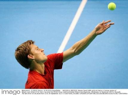 - BRUSSELS, BELGIUM: Belgian David Goffin pictured during a training session of Belgian team ahead of the Davis Cup semi final World Group meeting between Belgium and Argentina, Wednesday 16 September 2015 in Brussels. The semi final will be played from 18 to 20 September 2015 in Vorst-Forest, Brussels VIRGINIExLEFOUR  x04700898x