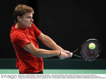 - BRUSSELS, BELGIUM: Belgian David Goffin pictured during a training session of Belgian team ahead of the Davis Cup semi final World Group meeting between Belgium and Argentina, Wednesday 16 September 2015 in Brussels. The semi final will be played from 18 to 20 September 2015 in Vorst-Forest, Brussels VIRGINIExLEFOUR  x04700902x