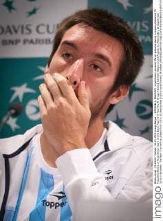 - BRUSSELS, BELGIUM: Argentinian Leonardo Mayer pictured during a press conference PK Pressekonferenz of Argentinian team on the Davis Cup semi final World Group meeting between Belgium and Argentina, Wednesday 16 September 2015 in Brussels. The semi final will be played from 18 to 20 September 2015 in Vorst-Forest, Brussels VIRGINIExLEFOUR  x04701006x
