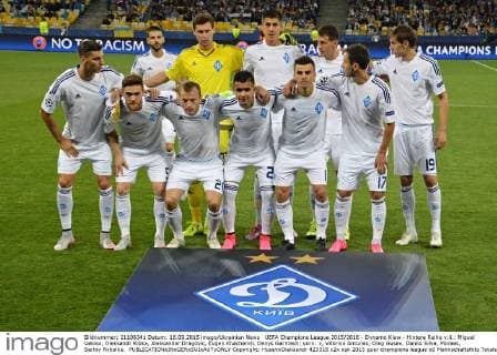 UEFA Champions League 2015 2016 - Dynamo Kiew - Hintere Reihe v.li.: Miguel Veloso, Oleksandr Ribka, Aleksandar Dragovic, Evgen Khacheridi, Denys Garmash; vorn: x, Vitorino Antunes, Oleg Gusev, Danilo Silva, Moraes, Serhiy Rybalka.  Copyright: HusevxOleksandr 423318