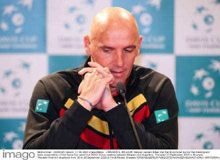 - BRUSSELS, BELGIUM: Belgian captain Johan Van Herck pictured during the drawing and team presentation of the Davis Cup semi final World Group meeting between Belgium and Argentina, Thursday 17 September 2015 in Brussels. The semi final will be played from 18 to 20 September 2015 in Vorst-Forest, Brussels VIRGINIExLEFOUR  x04701994x