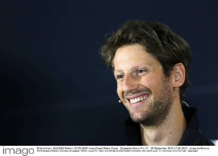 Singapore Grand Prix 17 - 20 September 2015 17.09.2015 - press conference PK Pressekonferenz Romain Grosjean (FRA) Lotus F1 Team E23 