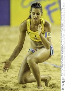Aktuell Beachvolleyball, Brazilian Circuit of Beach Volleyball Circuito Brasileiro de Volei de Praia SCORE, MG - 09 17 2015: BRAZILIAN CIRCUIT Beach volleyball Beachvolleyball 2nd STAGE - Andressa during the Second Stage of the Brazilian Circuit of Beach Volleyball Women 2015 2016. (Photo: Mourao Panda FotoArena) 