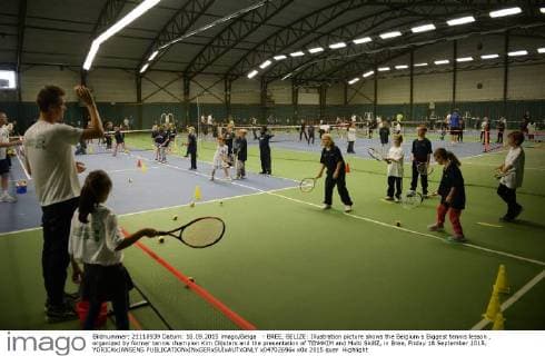 - BREE, BELIZE: Illustration picture shows the Belgium s Biggest tennis lesson , organized by former tennis champion Kim Clijsters and the presentation of TEN4KIM and Multi SkillZ, in Bree, Friday 18 September 2015. YORICKxJANSENS  x04702696x