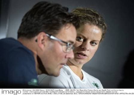 - BREE, BELIZE: Carl Maes (Kim Clijsters Sports and Health Club) and former tennis number 1 Kim Clijsters pictured after the Belgium s Biggest tennis lesson , organized by former tennis champion Kim Clijsters and the presentation of TEN4KIM and Multi SkillZ, in Bree, Friday 18 September 2015. YORICKxJANSENS  x04702776x