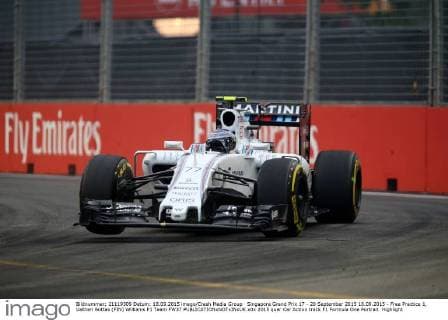 Singapore Grand Prix 17 - 20 September 2015 18.09.2015 - Free Practice 1, Valtteri Bottas (FIN) Williams F1 Team FW37 