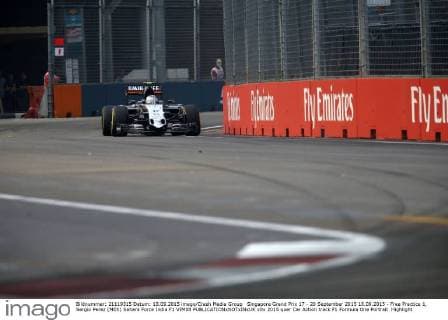 Singapore Grand Prix 17 - 20 September 2015 18.09.2015 - Free Practice 1, Sergio Perez (MEX) Sahara Force India F1 VJM08 