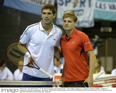 David Goffin of Belgium vs Frederico Delbonis TENNIS : Belgique vs Argentine- 1 2 Finale Coupe Davis - Bruxelles - 18 09 2015 PhotoNews Panoramic 