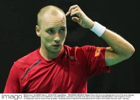 - BRUSSELS, BELGIUM: Belgian Steve Darcis looks dejected during the first game between Belgium s Steve Darcis and Argentina s Leonardo Mayer in the Davis Cup semi final World Group meeting between Belgium and Argentina, Friday 18 September 2015 in Vorst-Forest, Brussels. VIRGINIExLEFOUR  x04702999x