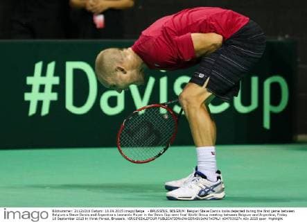 - BRUSSELS, BELGIUM: Belgian Steve Darcis looks dejected during the first game between Belgium s Steve Darcis and Argentina s Leonardo Mayer in the Davis Cup semi final World Group meeting between Belgium and Argentina, Friday 18 September 2015 in Vorst-Forest, Brussels. VIRGINIExLEFOUR  x04703027x