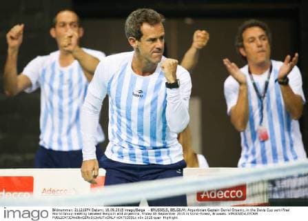- BRUSSELS, BELGIUM: Argentinian Captain Daniel Orsanic, in the Davis Cup semi final World Group meeting between Belgium and Argentina, Friday 18 September 2015 in Vorst-Forest, Brussels. VIRGINIExLEFOUR  x04703031x