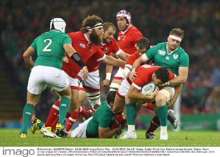 19.09.2015. Cardiff, Wales. Rugby World Cup. Ireland versus Canada. Ciaran Hearn on the charge for Canada. xPhilxHutchinsonx  ActionPlus11661900