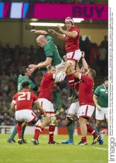 Rugby Union - 2015 Rugby World Cup - Pool D: Ireland vs. Canada Jamie Cudmore of Canada wins the ball at a lineout at the Millennium Stadium. COLORSPORT WINSTON BYNORTH 