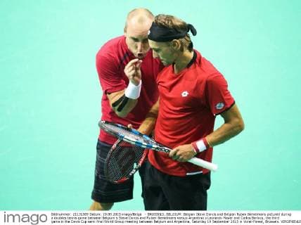 - BRUSSELS, BELGIUM: Belgian Steve Darcis and Belgian Ruben Bemelmans pictured during a doubles tennis game between Belgium s Steve Darcis and Ruben Bemelmans versus Argentina s Leonardo Mayer and Carlos Berlocq, the third game in the Davis Cup semi final World Group meeting between Belgium and Argentina, Saturday 19 September 2015 in Vorst-Forest, Brussels. VIRGINIExLEFOUR  x04703503x