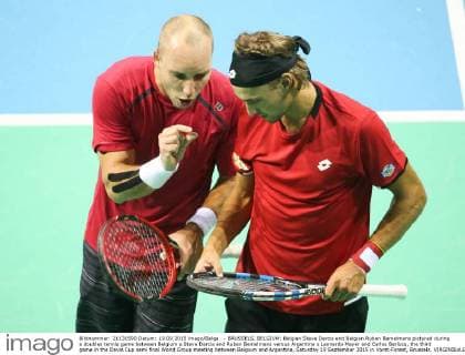 - BRUSSELS, BELGIUM: Belgian Steve Darcis and Belgian Ruben Bemelmans pictured during a doubles tennis game between Belgium s Steve Darcis and Ruben Bemelmans versus Argentina s Leonardo Mayer and Carlos Berlocq, the third game in the Davis Cup semi final World Group meeting between Belgium and Argentina, Saturday 19 September 2015 in Vorst-Forest, Brussels. VIRGINIExLEFOUR  x04703504x