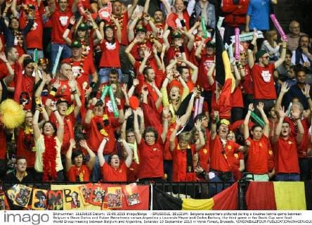 - BRUSSELS, BELGIUM: Belgians supporters pictured during a doubles tennis game between Belgium s Steve Darcis and Ruben Bemelmans versus Argentina s Leonardo Mayer and Carlos Berlocq, the third game in the Davis Cup semi final World Group meeting between Belgium and Argentina, Saturday 19 September 2015 in Vorst-Forest, Brussels. VIRGINIExLEFOUR  x04703492x