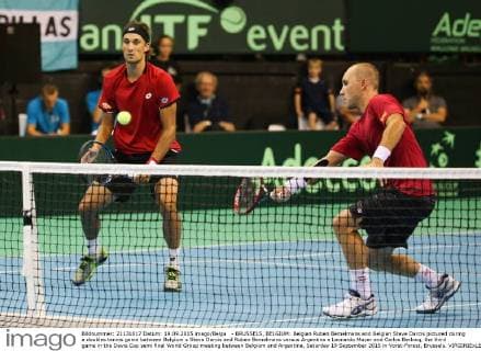 - BRUSSELS, BELGIUM: Belgian Ruben Bemelmans and Belgian Steve Darcis pictured during a doubles tennis game between Belgium s Steve Darcis and Ruben Bemelmans versus Argentina s Leonardo Mayer and Carlos Berlocq, the third game in the Davis Cup semi final World Group meeting between Belgium and Argentina, Saturday 19 September 2015 in Vorst-Forest, Brussels. VIRGINIExLEFOUR  x04703493x