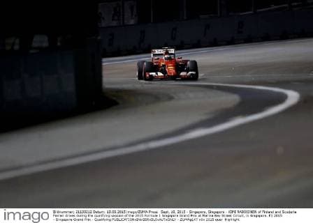 Sept. 19, 2015 - Singapore, Singapore - KIMI RAIKKONEN of Finland and Scuderia Ferrari drives during the qualifying session of the 2015 Formula 1 Singapore Grand Prix at Marina Bay Street Circuit, in Singapore. F1 2015 - Singapore Grand Prix - Qualifying - ZUMAg147