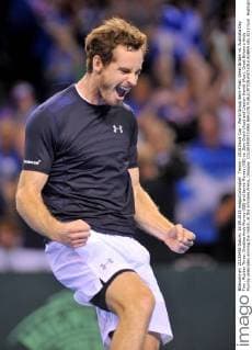 Tennis - 2015 Davis Cup - World Group Semi-Final: Great Britain vs. Australia Day Two . Rubber Three: Doubles Andy Murray (GB) and Jamie Murray (GB) vs. Sam Groth (Aus) and Lleyton Hewitt (Aus). Great Britain s Andy Murray celebrates winning the match, at the Emirates Arena, Glasgow. COLORSPORT JANE BARLOW 