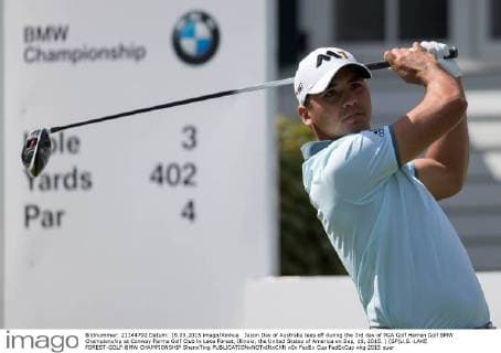 Jason Day of Australia tees off during the 3rd day of PGA Golf Herren Golf BMW Championship at Conway Farms Golf Club in Lake Forest, Illinois, the United States of America on Sep, 19, 2015. ) (SP)U.S.-LAKE FOREST-GOLF-BMW CHAMPIONSHIP ShenxTing 