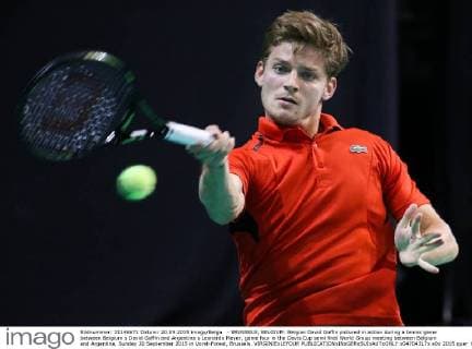 - BRUSSELS, BELGIUM: Belgian David Goffin pictured in action during a tennis game between Belgium s David Goffin and Argentina s Leonardo Mayer, game four in the Davis Cup semi final World Group meeting between Belgium and Argentina, Sunday 20 September 2015 in Vorst-Forest, Brussels. VIRGINIExLEFOUR  x04704317x