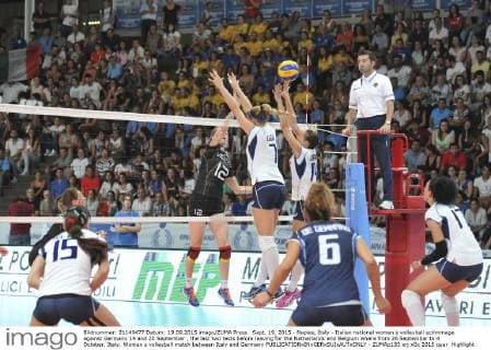 Sept. 19, 2015 - Naples, Italy - Italian national women s volleyball scrimmage against Germany 19 and 20 September , the last two tests before leaving for the Netherlands and Belgium where from 26 September to 4 October. Italy: Women s volleyball match between Italy and Germany - ZUMAp133