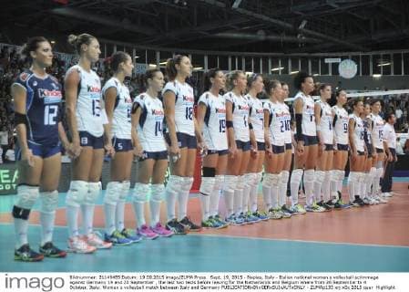 Sept. 19, 2015 - Naples, Italy - Italian national women s volleyball scrimmage against Germany 19 and 20 September , the last two tests before leaving for the Netherlands and Belgium where from 26 September to 4 October. Italy: Women s volleyball match between Italy and Germany - ZUMAp133
