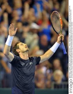 Tennis - 2015 Davis Cup - World Group Semi-Final: Great Britain vs. Australia Day Three . Rubber Four: Singles Andy Murray (GB) vs. Bernard Tomic (Aus). Great Britain s Andy Murray celebrates winning the match at the Emirates Arena, Glasgow. COLORSPORT JANE BARLOW 