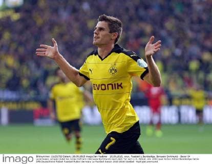 20.09.2015, xovx, Fussball 1.Bundesliga, Borussia Dortmund - Bayer 04 Leverkusen, emspor Jubel bei Jonas Hofmann (Borussia Dortmund) nach dem Tor zum 1:0, Aktion.