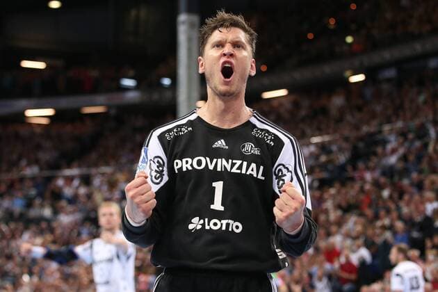 Kiel, 20. September 2015 Handball, Saison 2015 2016, Bundesliga, 6. Spieltag, THW Kiel - SC Magdeburg: Niklas Landin (THW Kiel, 1) jubelt nach einer Parade