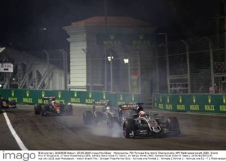 Motorsports: FIA Formula One World Championship WM Weltmeisterschaft 2015, Grand Prix of Singapore, 27 Nico Hulkenberg (GER, Sahara Force India F1 Team), 11 Sergio Perez (MEX, Sahara Force India F1 Team), xHOCHxZWEIx