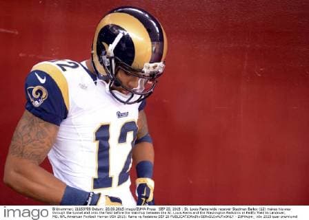 SEP 20, 2015 : St. Louis Rams wide receiver Stedman Bailey (12) makes his way through the tunnel and onto the field before the matchup between the St. Louis Rams and the Washington Redskins at FedEx Field in Landover, MD. NFL American Football Herren USA 2015: Rams vs Redskins SEP 20 - ZUMAcjm_