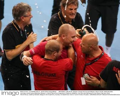 - BRUSSELS, BELGIUM: Belgian Olivier Rochus and Belgian Steve Darcis celebrate after winning a tennis game between Belgium s Steve Darcis and Argentina s Federico Delbonis, the fifth and last game in the Davis Cup semi final World Group meeting between Belgium and Argentina, Sunday 20 September 2015 in Vorst-Forest, Brussels. VIRGINIExLEFOUR  x04704718x