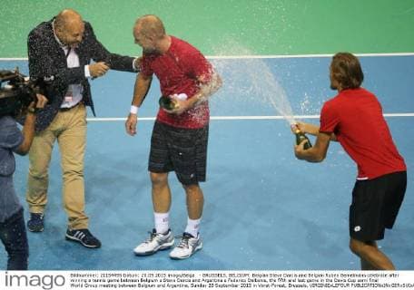 - BRUSSELS, BELGIUM: Belgian Steve Darcis and Belgian Ruben Bemelmans celebrate after winning a tennis game between Belgium s Steve Darcis and Argentina s Federico Delbonis, the fifth and last game in the Davis Cup semi final World Group meeting between Belgium and Argentina, Sunday 20 September 2015 in Vorst-Forest, Brussels. VIRGINIExLEFOUR  x04704724x