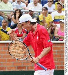 Tennis: Japan hits back to beat Colombia in Davis Cup playoff Japan s Taro Daniel pumps his fist after winning a point against Alejandro Falla of Colombia during the Davis Cup World Group playoffs at Club Campestre in Pereira, Colombia, on Sept. 20, 2015. Daniel won 7-6(3), 6-3, 6-2 as Japan beat Colombia 3-2 to remain in the Davis Cup World Group. 