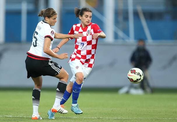 Qualification for UEFA Women s EURO 2017, Croatia - Germany 22.09.2015., Zagreb, Croatia - Qualification for UEFA Women s EURO 2017, group 5, Croatia - Germany. Annike Krahn, Maja Joscak.  SanjinxStrukic PIXSELL