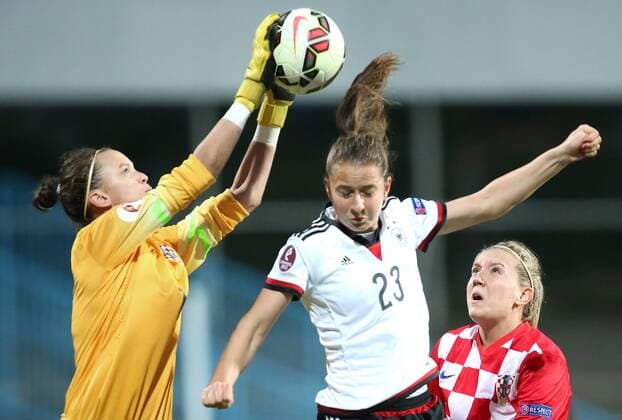 Qualification for UEFA Women s EURO 2017, Croatia - Germany 22.09.2015., Zagreb, Croatia - Qualification for UEFA Women s EURO 2017, group 5, Croatia - Germany. Doris Bacic, Sara Dabritz.  SanjinxStrukic PIXSELL