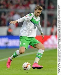 22. September 2015: Muenchen, Allianz Arena: Fussball 1. Bundesliga, 5. Spieltag: FC Bayern Muenchen - VfL Wolfsburg: Wolfsburgs Nicklas Bendtner am Ball.