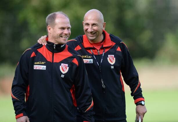 Fussball, Herren,3. Liga, Saison 2015 2016, FC Energie Cottbus, Training, Co-Trainer Rene Rydlewicz (Energie Cottbus), Trainer Vasile Miriuta, 24.09. 2015,