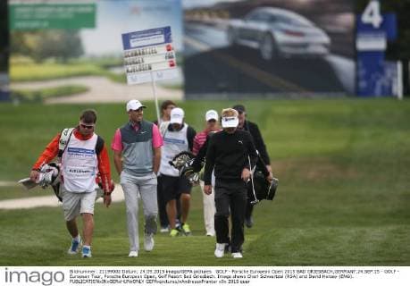 GOLF - Porsche European Open 2015 BAD GRIESBACH,GERMANY,24.SEP.15 - GOLF - European Tour, Porsche European Open, Golf Resort Bad Griesbach. Image shows Charl Schwartzel (RSA) and David Horsey (ENG). GEPAxpictures xAndreasxPranter