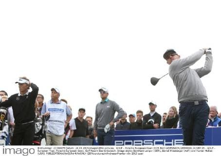 GOLF - Porsche European Open 2015 BAD GRIESBACH,GERMANY,24.SEP.15 - GOLF - European Tour, Porsche European Open, Golf Resort Bad Griesbach. Image shows Bernhard Langer (GER), Bernd Wiesberger (AUT) and Hunter Mahan (USA). GEPAxpictures xAndreasxPranter
