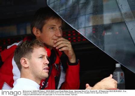 Japanese Grand Prix, Suzuka 24 - 27 September 2015 25.09.2015 - Free Practice 2, Sebastian Vettel (GER) Scuderia Ferrari SF15-T and Massimo Rivola (ITA), Scuderia Ferrari Sporting Director 