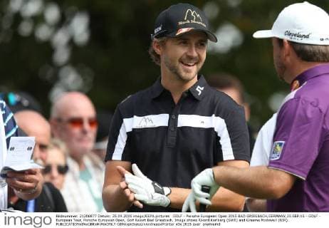 GOLF - Porsche European Open 2015 BAD GRIESBACH,GERMANY,25.SEP.15 - GOLF - European Tour, Porsche European Open, Golf Resort Bad Griesbach. Image shows Rikard Karlberg (SWE) and Graeme Mcdowell (NIR). GEPAxpictures xAndreasxPranter