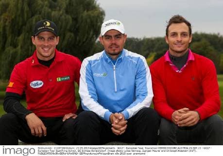 GOLF - European Tour, Tourschool EBREICHSDORF,AUSTRIA,25.SEP.15 - GOLF - European Tour Qualifying School, GC Schloss Ebreichsdorf. Image shows Lukas Nemecz, Juergen Maurer and Christoph Koerberl (AUT). GEPAxpictures xPhilippxBrem
