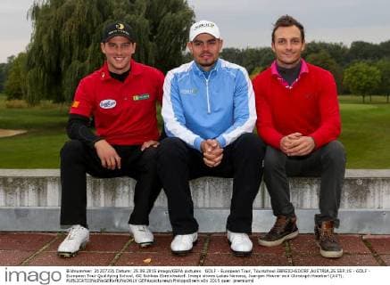 GOLF - European Tour, Tourschool EBREICHSDORF,AUSTRIA,25.SEP.15 - GOLF - European Tour Qualifying School, GC Schloss Ebreichsdorf. Image shows Lukas Nemecz, Juergen Maurer and Christoph Koerberl (AUT). GEPAxpictures xPhilippxBrem