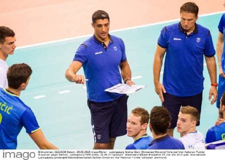 Ludwigsburg Andrea Giani (Slowenien Slovenia) Volleyball Vier-Nationen-Turnier Slowenien gegen Serbien, Ludwigsburg MHP-Arena, 25.09.15 Copyright: Wuechnerx xEibner-Pressefoto EP_nwr