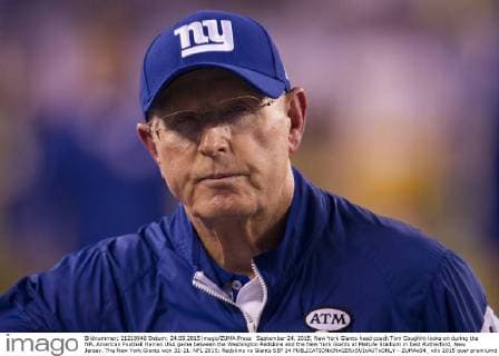 September 24, 2015, New York Giants head coach Tom Coughlin looks on during the NFL American Football Herren USA game between the Washington Redskins and the New York Giants at MetLife Stadium in East Rutherford, New Jersey. The New York Giants won 32-21. NFL 2015: Redskins vs Giants SEP 24 - ZUMAc04_