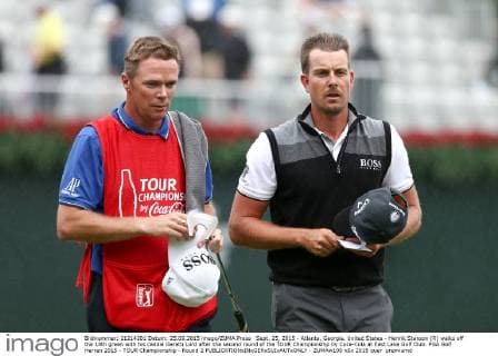 Sept. 25, 2015 - Atlanta, Georgia, United States - Henrik Stenson (R) walks off the 18th green with his caddie Gareth Lord after the second round of the TOUR Championship by Coca-Cola at East Lake Golf Club. PGA Golf Herren 2015 - TOUR Championship - Round 2 - ZUMAw109