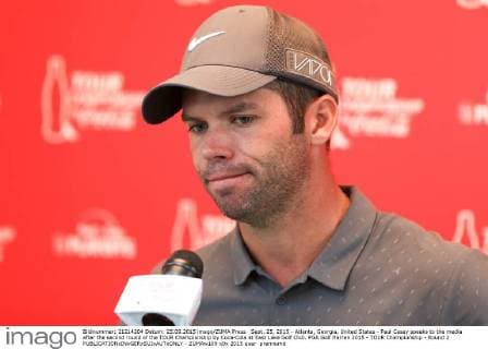 Sept. 25, 2015 - Atlanta, Georgia, United States - Paul Casey speaks to the media after the second round of the TOUR Championship by Coca-Cola at East Lake Golf Club. PGA Golf Herren 2015 - TOUR Championship - Round 2 - ZUMAw109